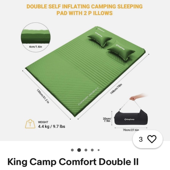 KingCamp double self-inflating camping pad mattress - Picture 2 of 9